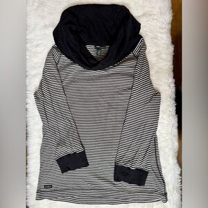 Polo Ralph Lauren Black and White Striped Cowl Neck Sweater Size L